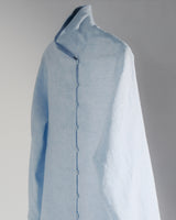 Long Shibori Shirt in Pale Blue Japanese Linen
