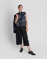 Mandarin Vest in Vintage Japanese ikat Indigo Cottons