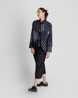 Christina Jacket in Vintage Japanese Indigo Ikat Cotton Mix