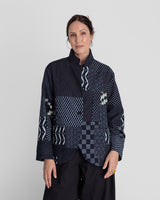 Christina Jacket in Vintage Japanese Indigo Ikat Cotton Mix