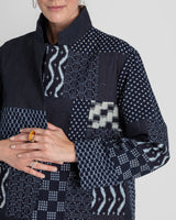 Mandarin Vest in Vintage Japanese ikat Indigo Cottons