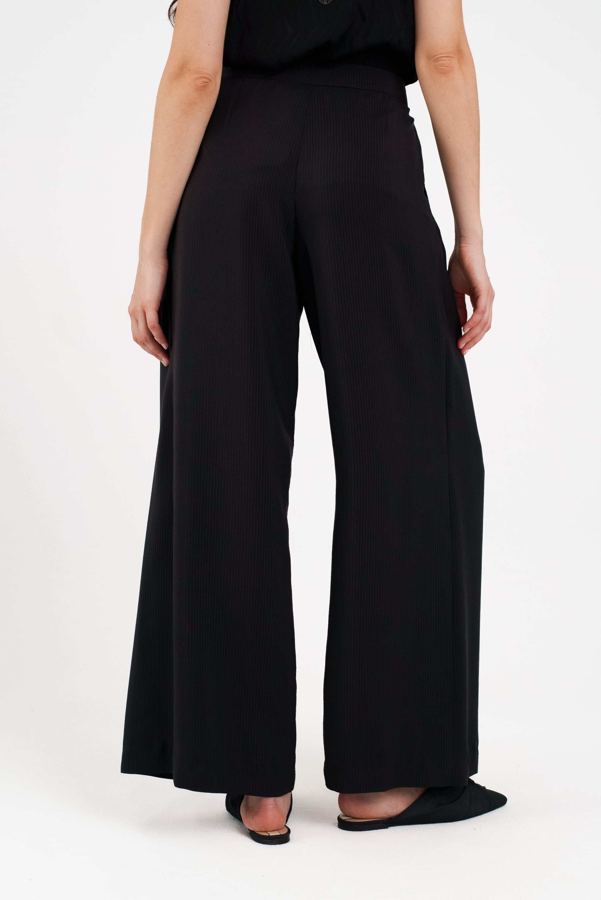 Wide Leg Pant in Hammered Silk Stripe