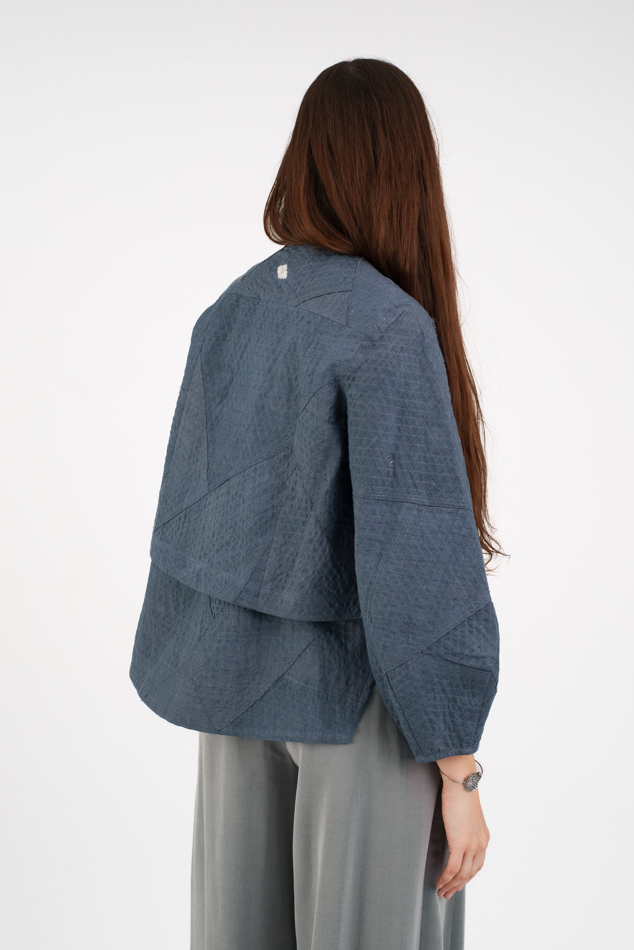 Junichi Jacket in Raw Pieced Vintage Linen