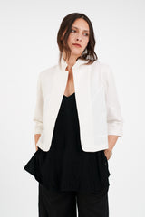 Bijou Jacket in Raw Pieced White Linen