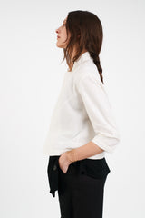 Bijou Jacket in Raw Pieced White Linen