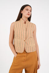 Fitted Vest in Vintage Japanese Striped Silk