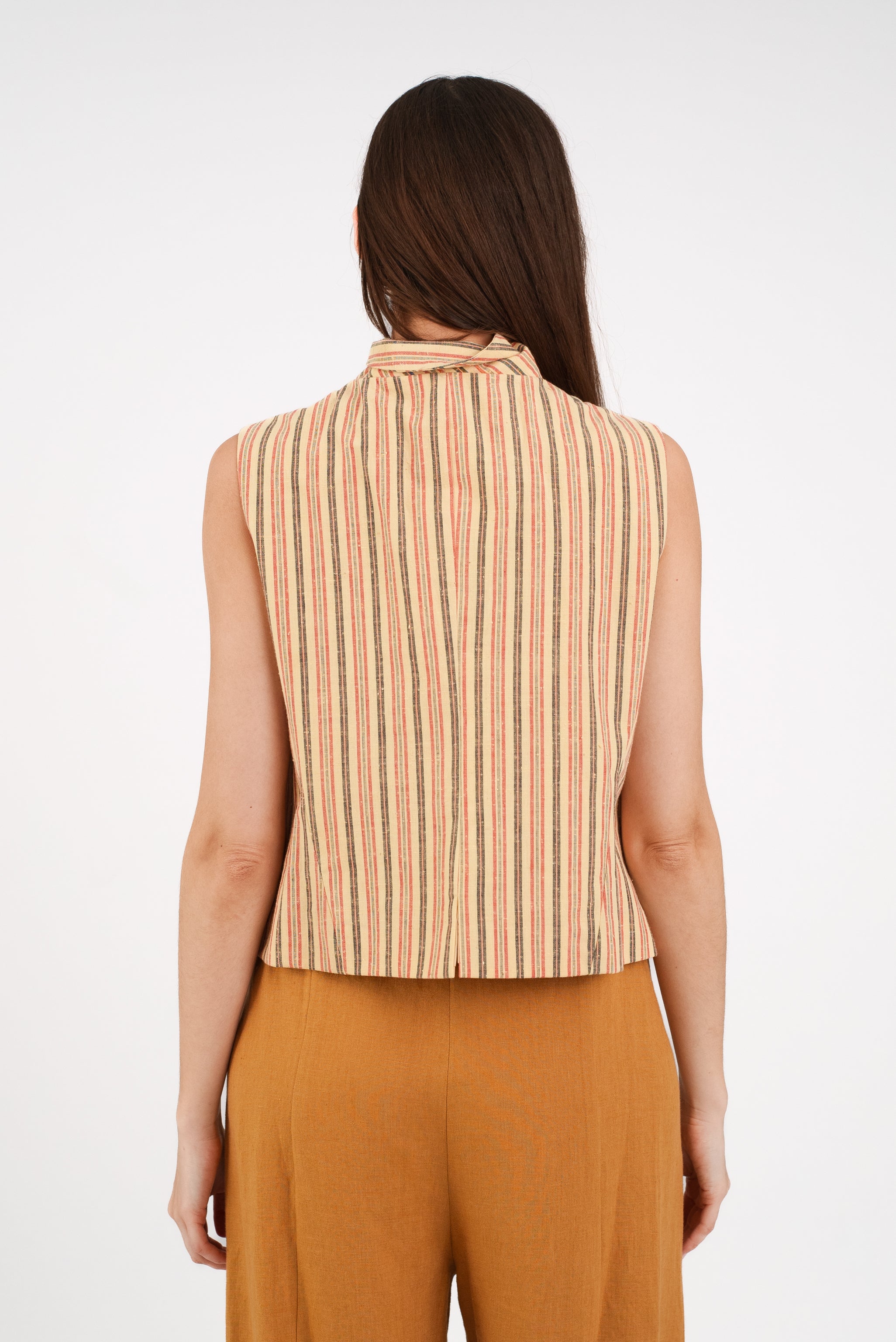 Fitted Vest in Vintage Japanese Striped Silk