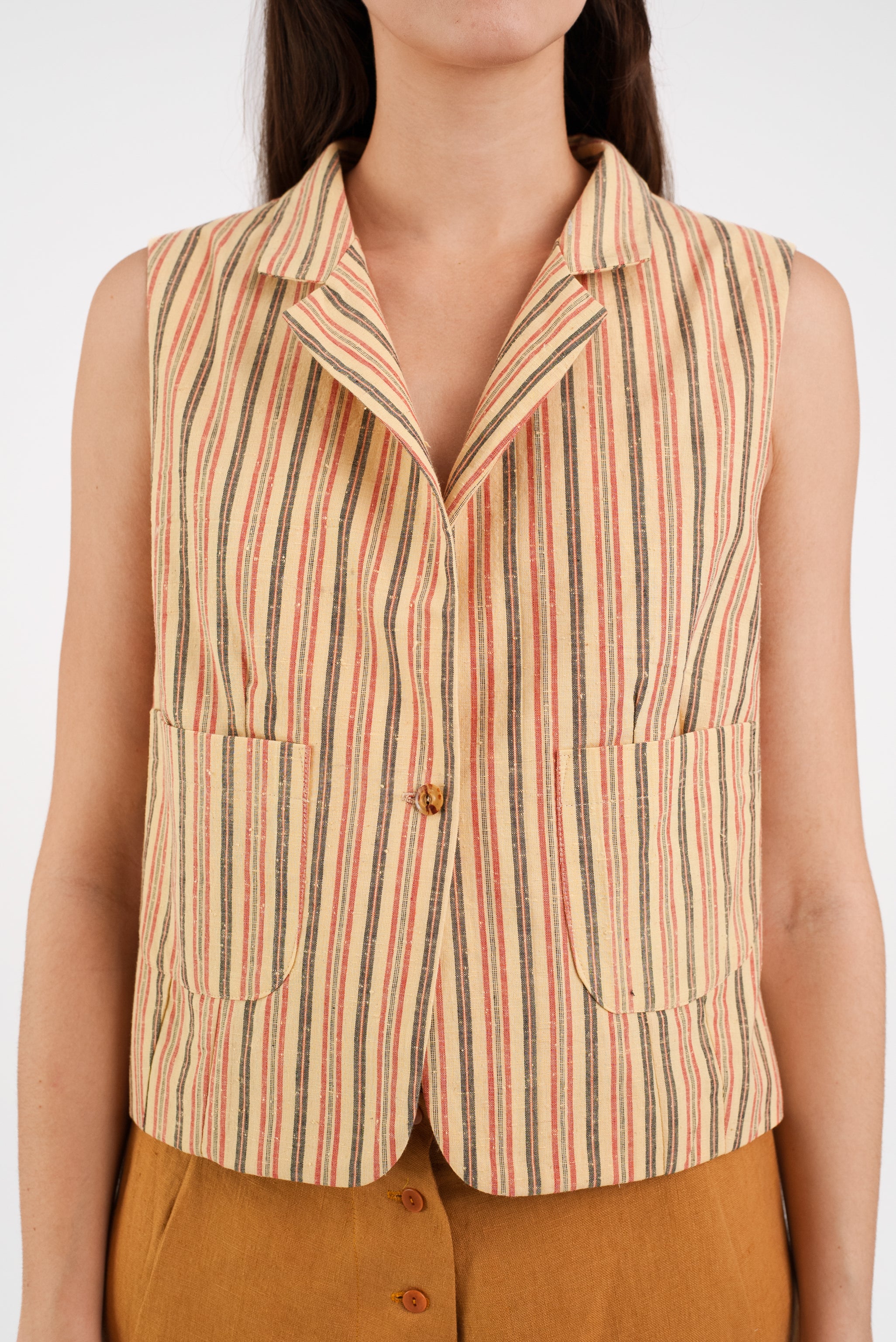 Fitted Vest in Vintage Japanese Striped Silk