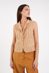 Fitted Vest in Vintage Japanese Striped Silk