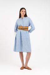 Japan Dress in Blue Linen