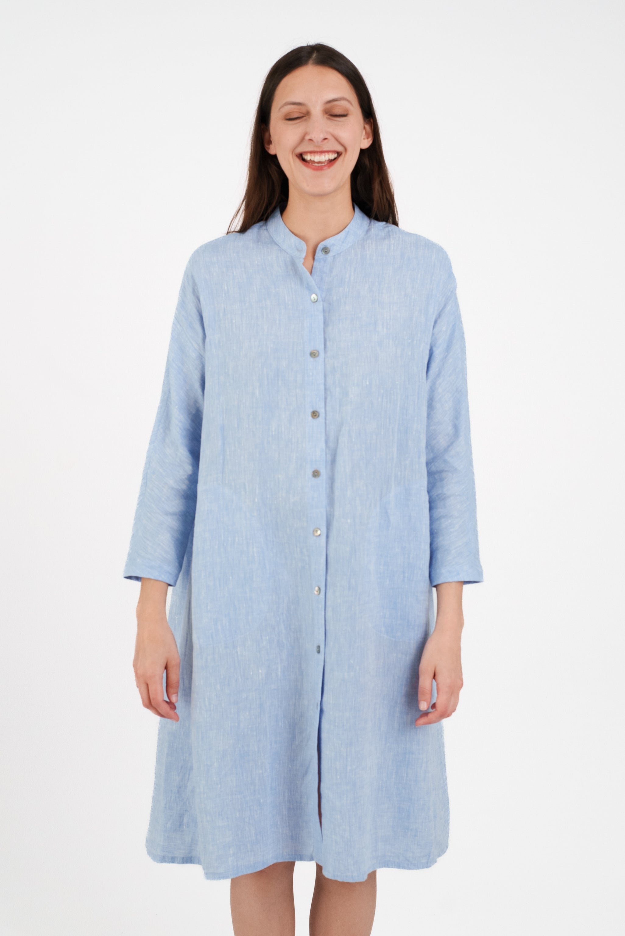 Japan Dress in Blue Linen