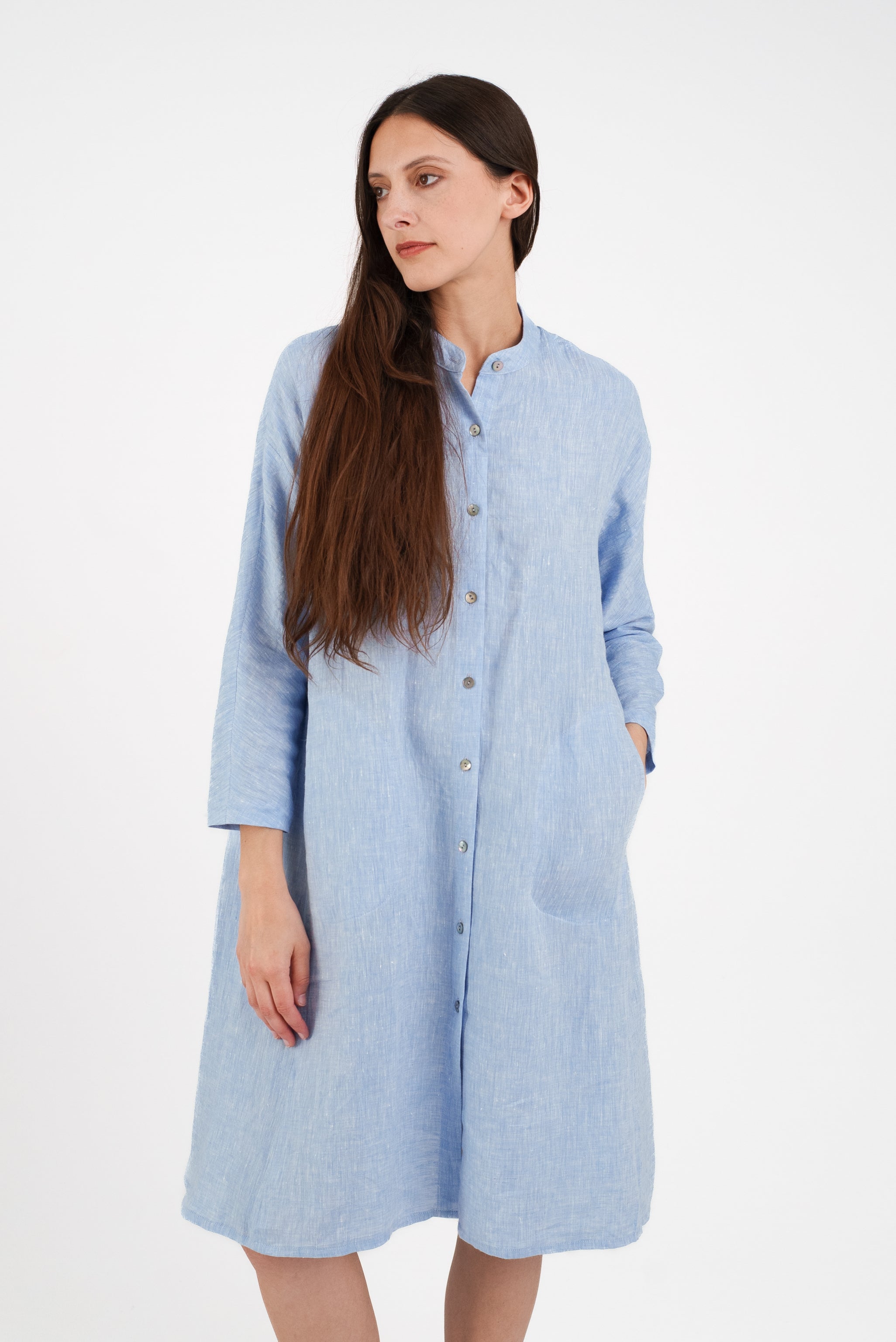 Japan Dress in Blue Linen