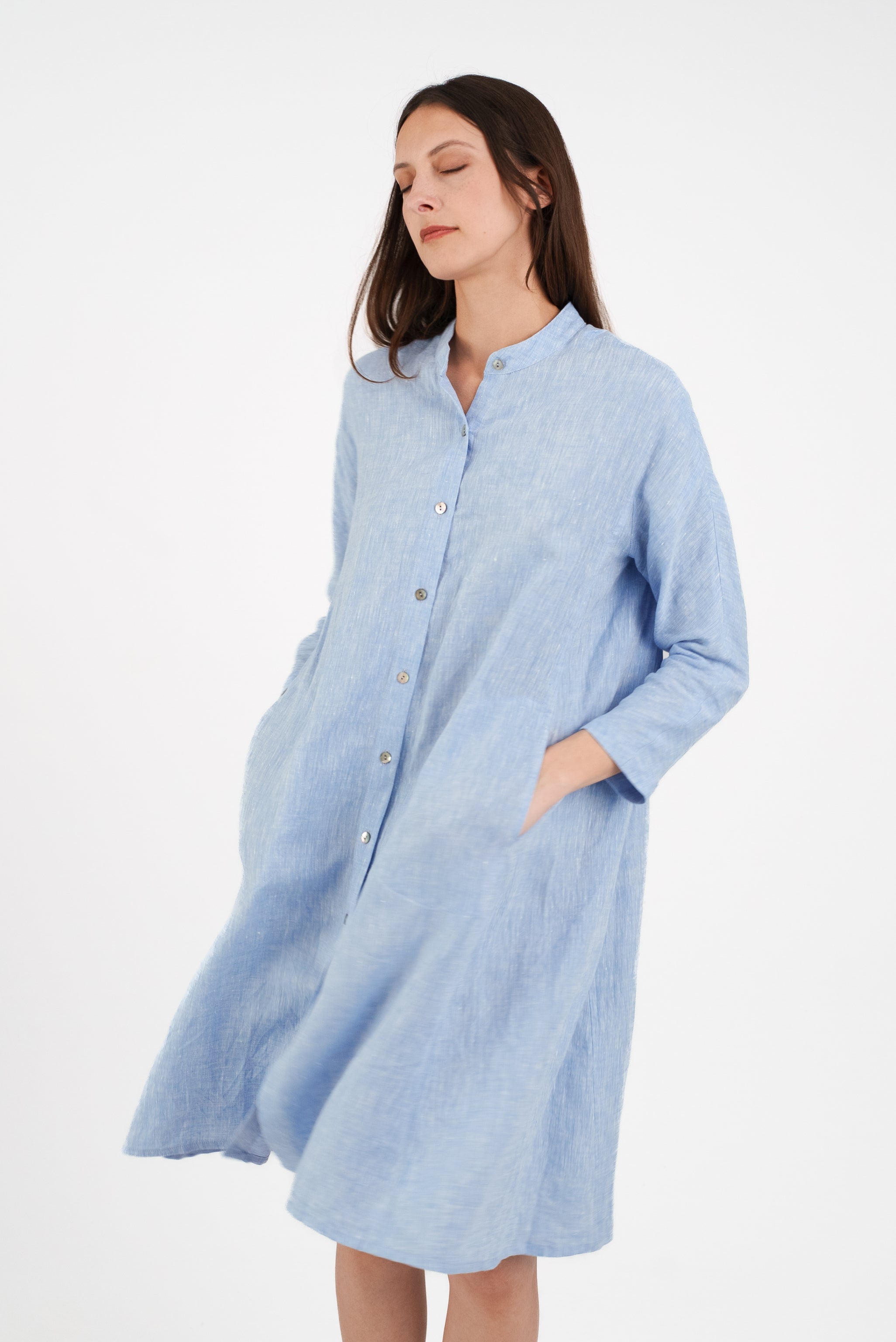 Japan Dress in Blue Linen