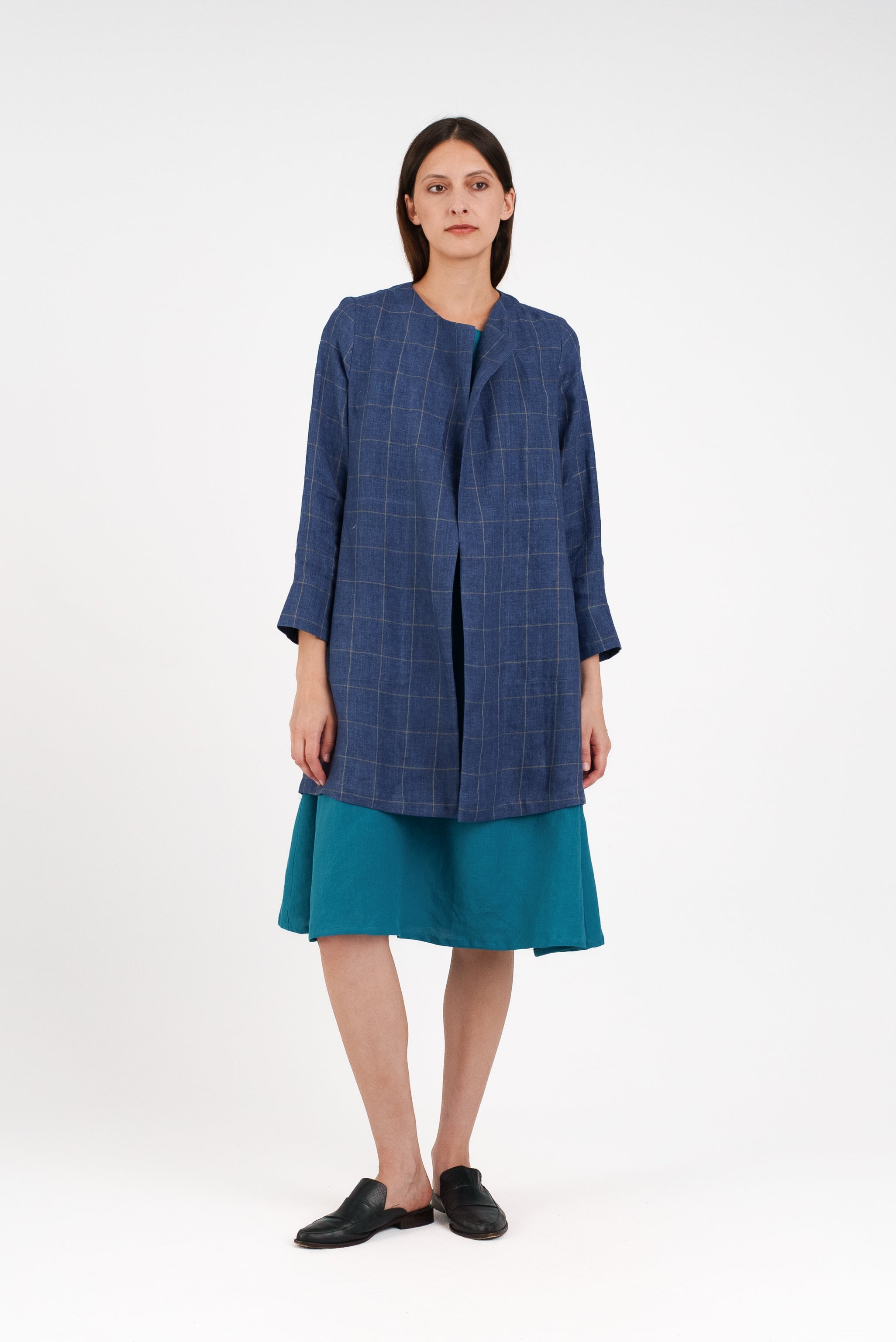 Spring Jacket in Windowpane Linen