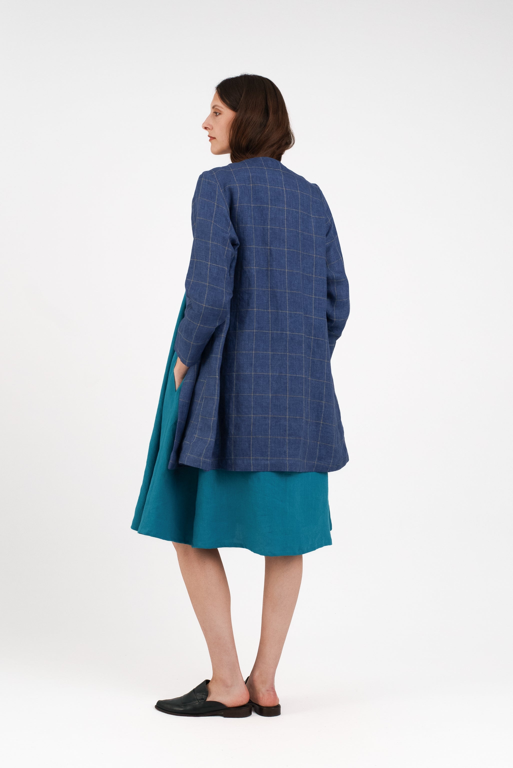 Spring Jacket in Windowpane Linen