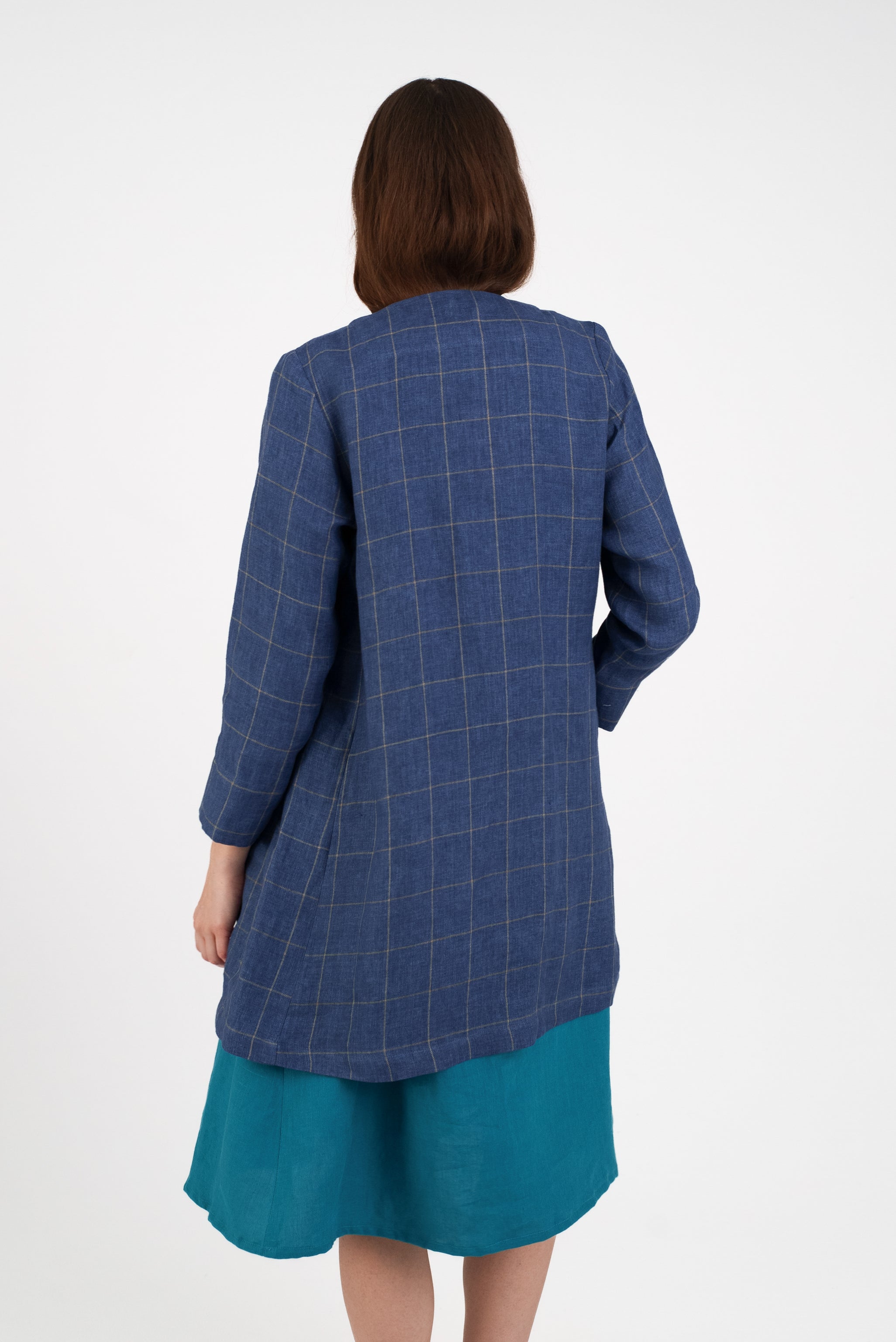 Spring Jacket in Windowpane Linen