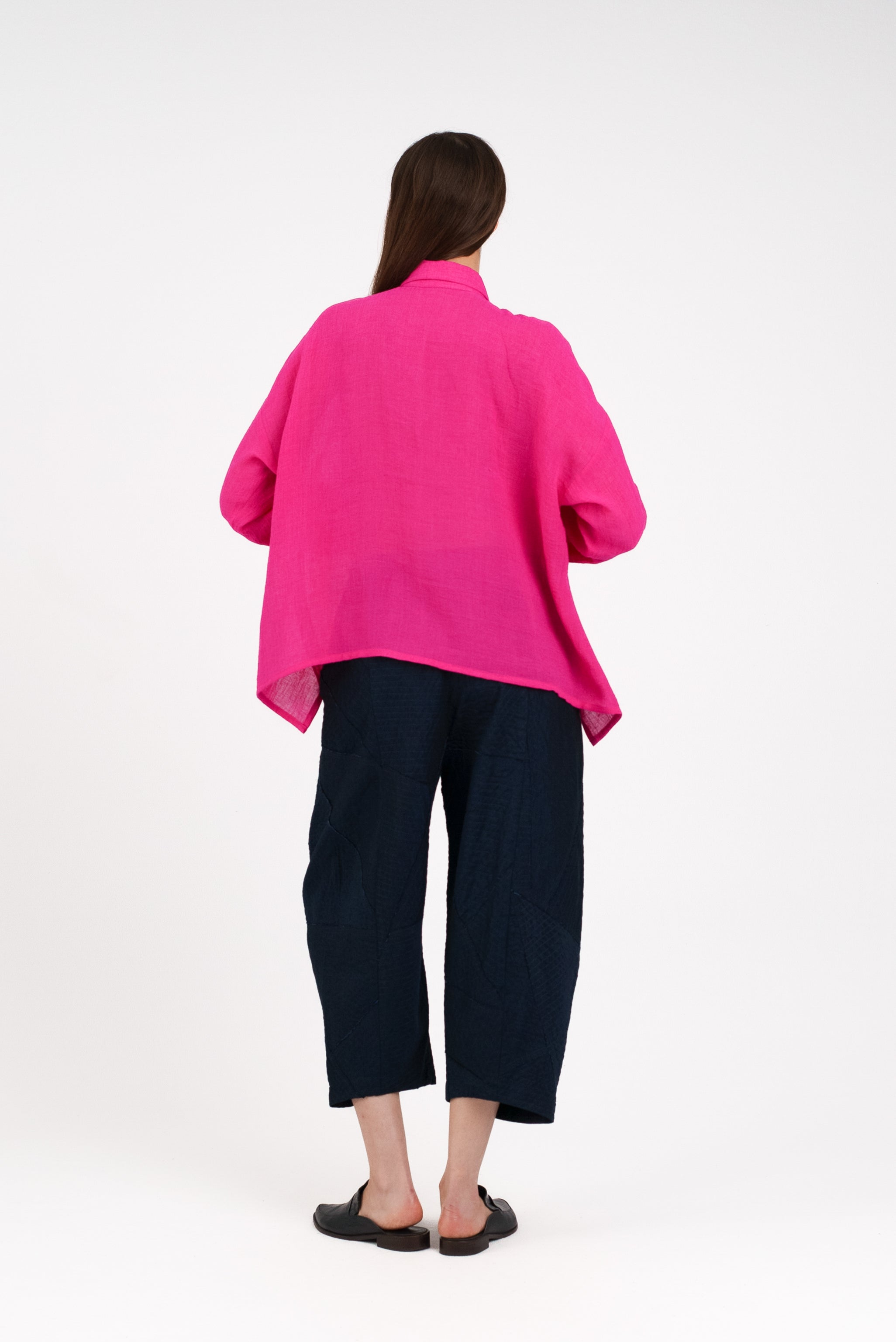 Beverly Shirt in Pink Linen Crepe