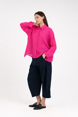 Beverly Shirt in Pink Linen Crepe