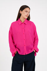 Beverly Shirt in Pink Linen Crepe