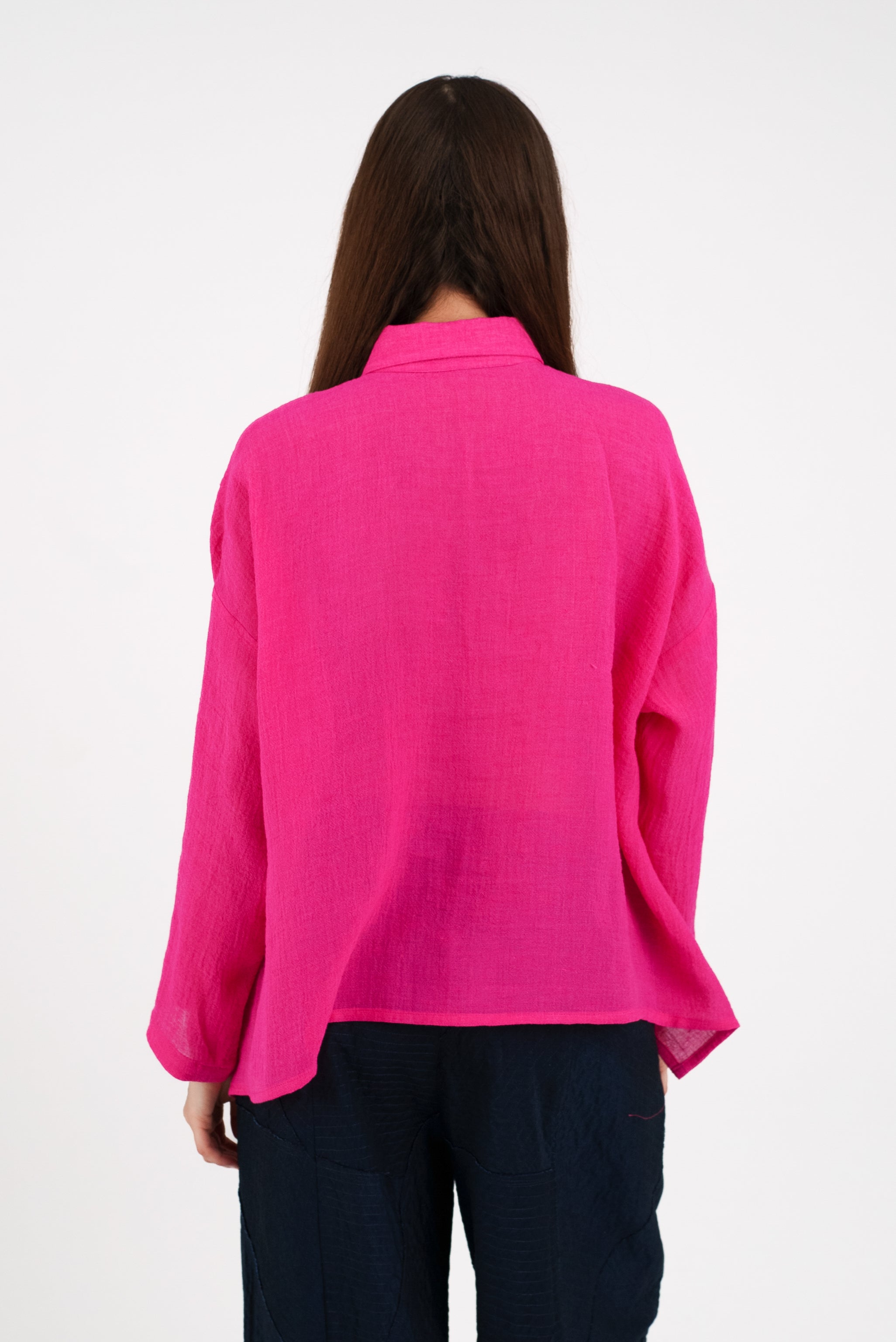 Beverly Shirt in Pink Linen Crepe