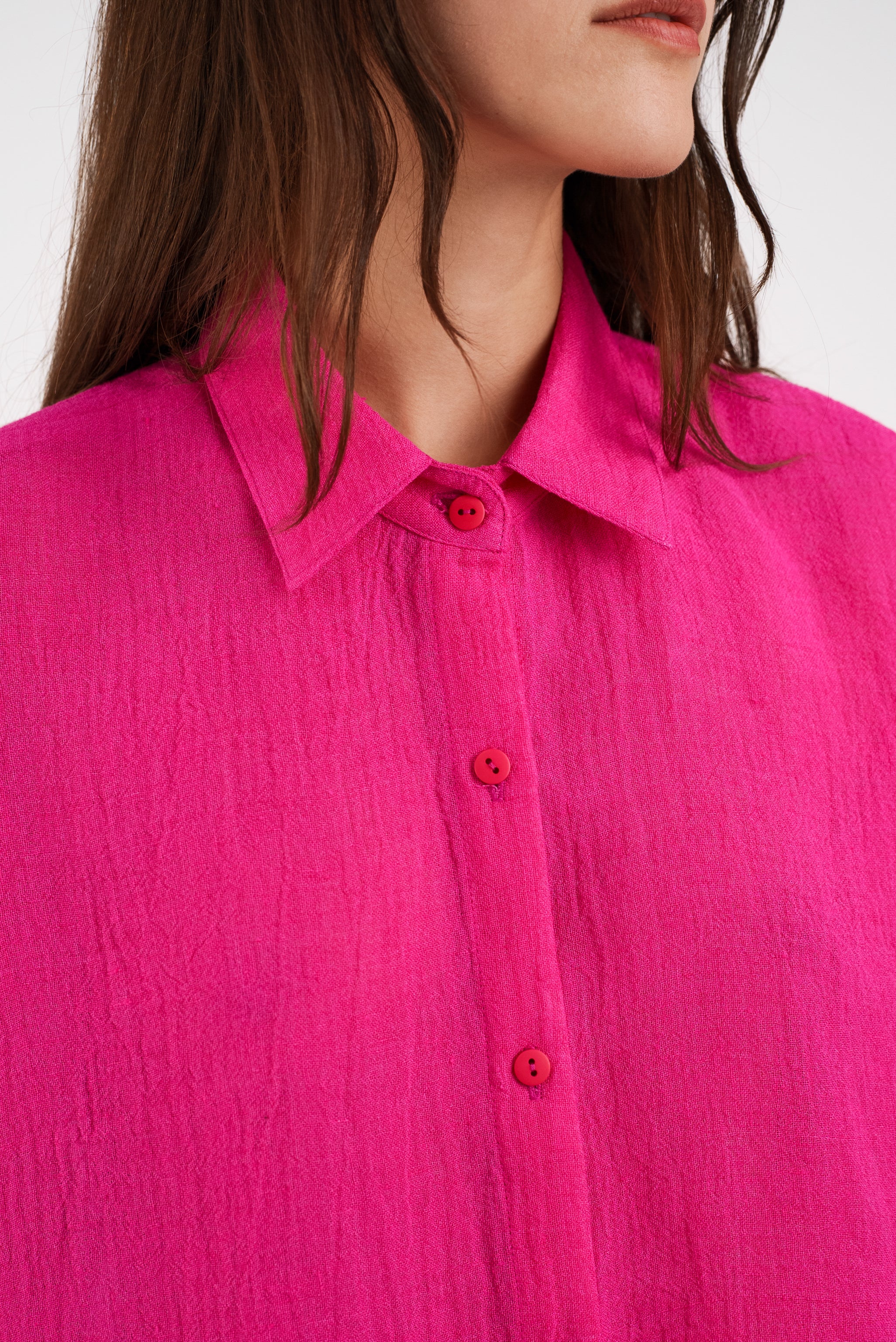 Beverly Shirt in Pink Linen Crepe