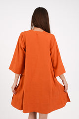 Slim Panel Tunic in Orange Linen