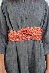 Velcro Twist Belt in Vintage Japanese Red & White Shibori