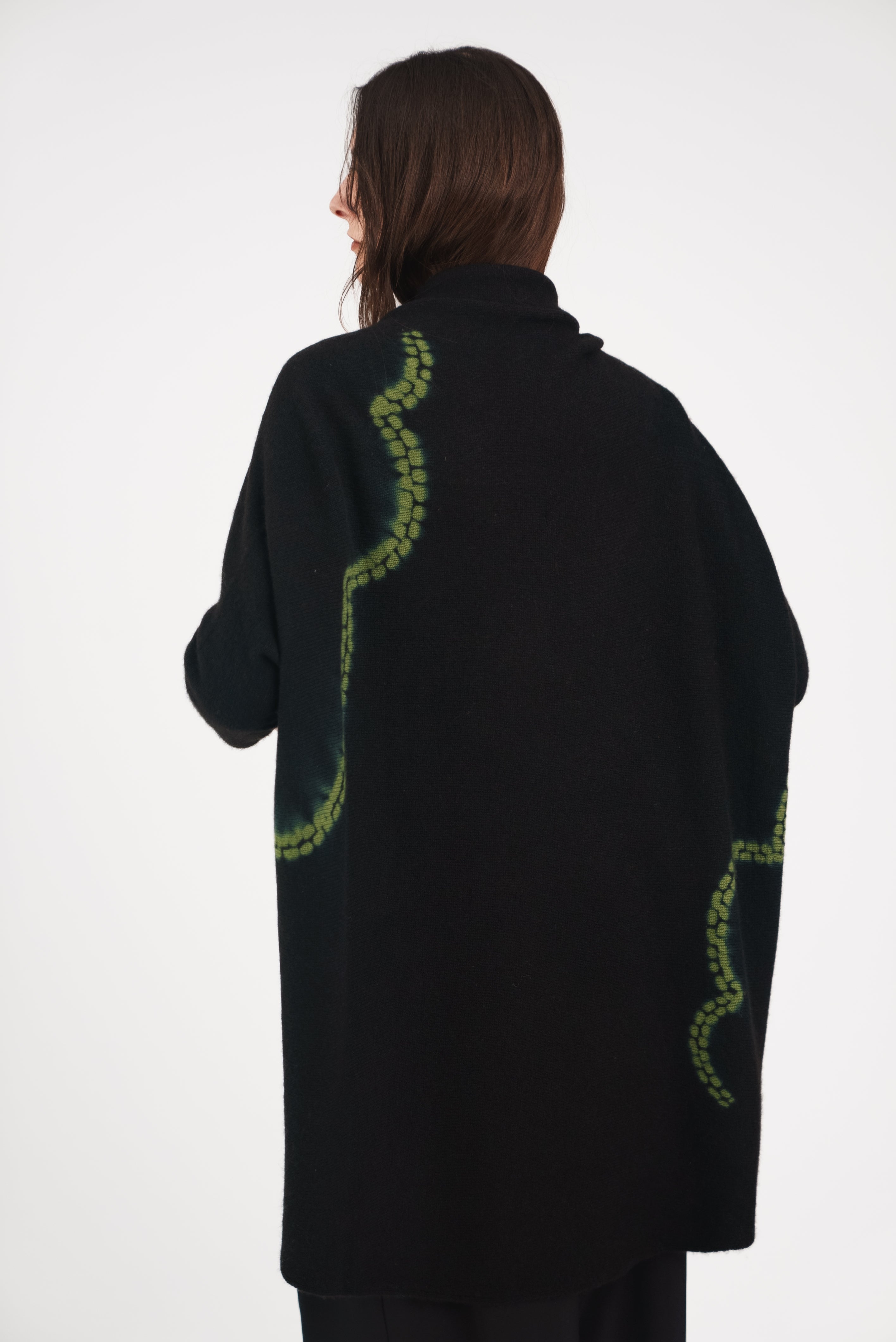 Cashmere Upside Down Cape in Leaf Green