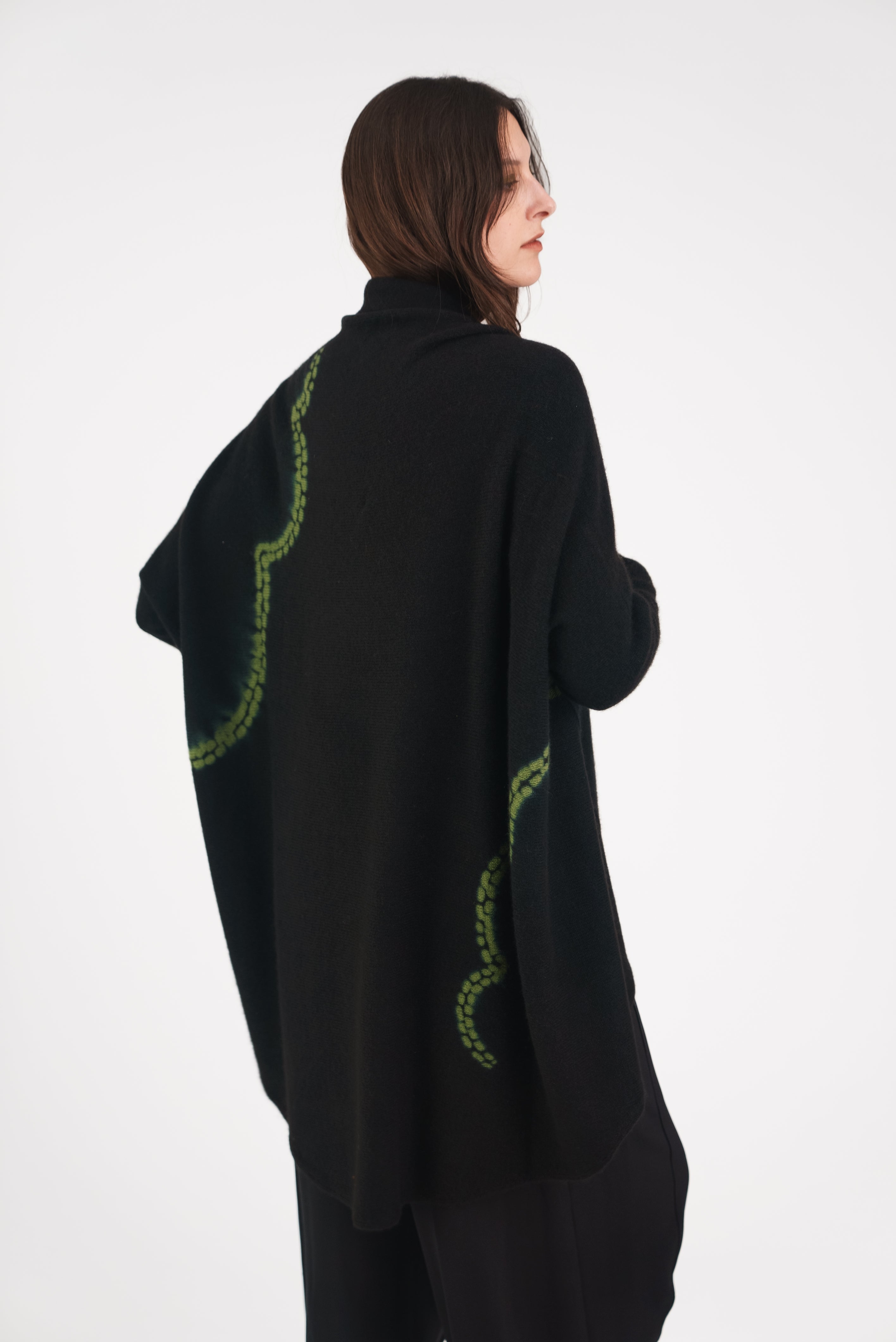 Cashmere Upside Down Cape in Leaf Green