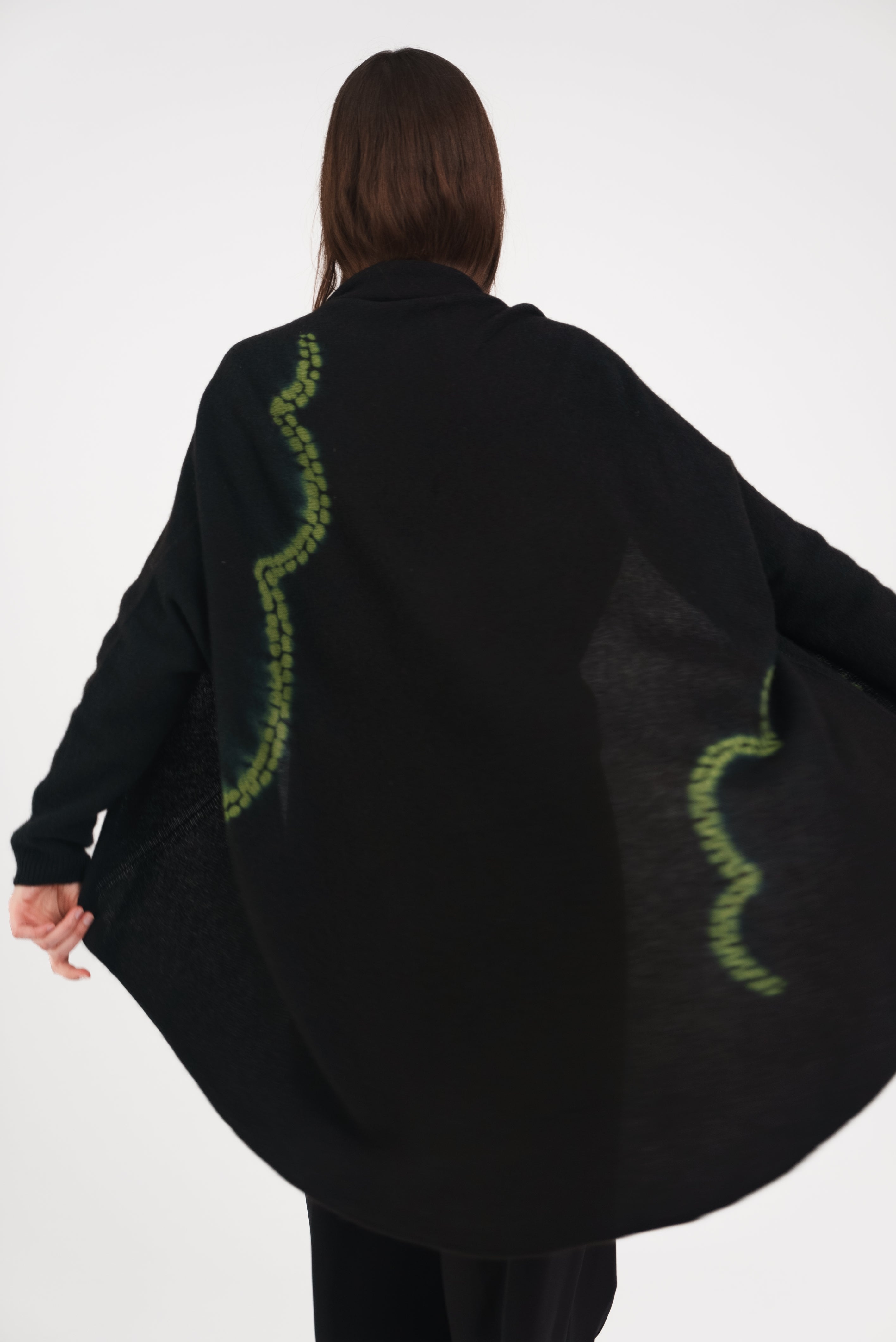 Cashmere Upside Down Cape in Leaf Green