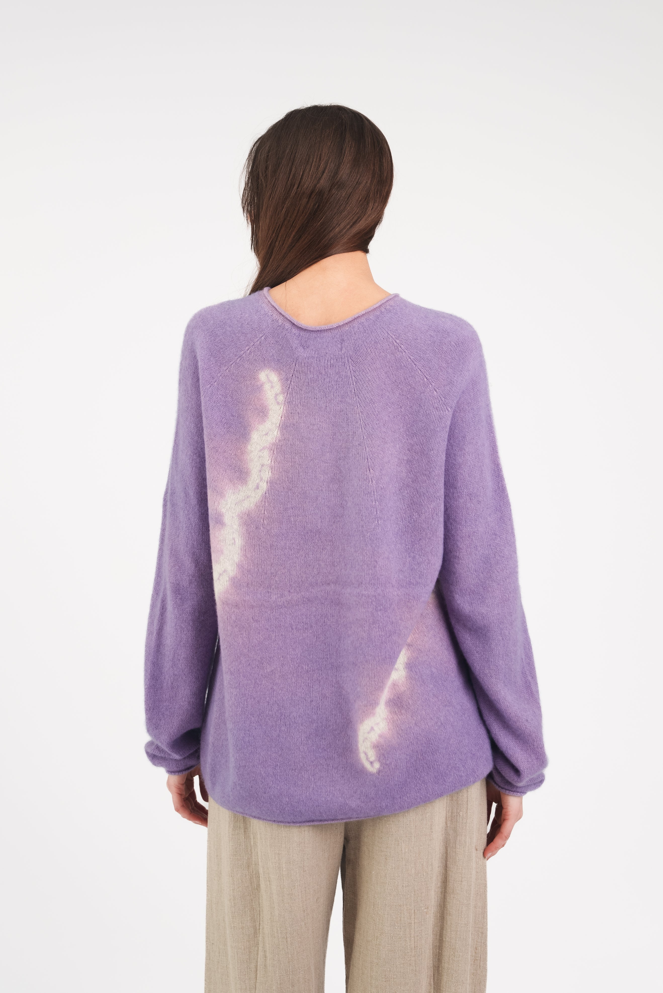 Cashmere Seamless Long Pullover in Clouds Shibori