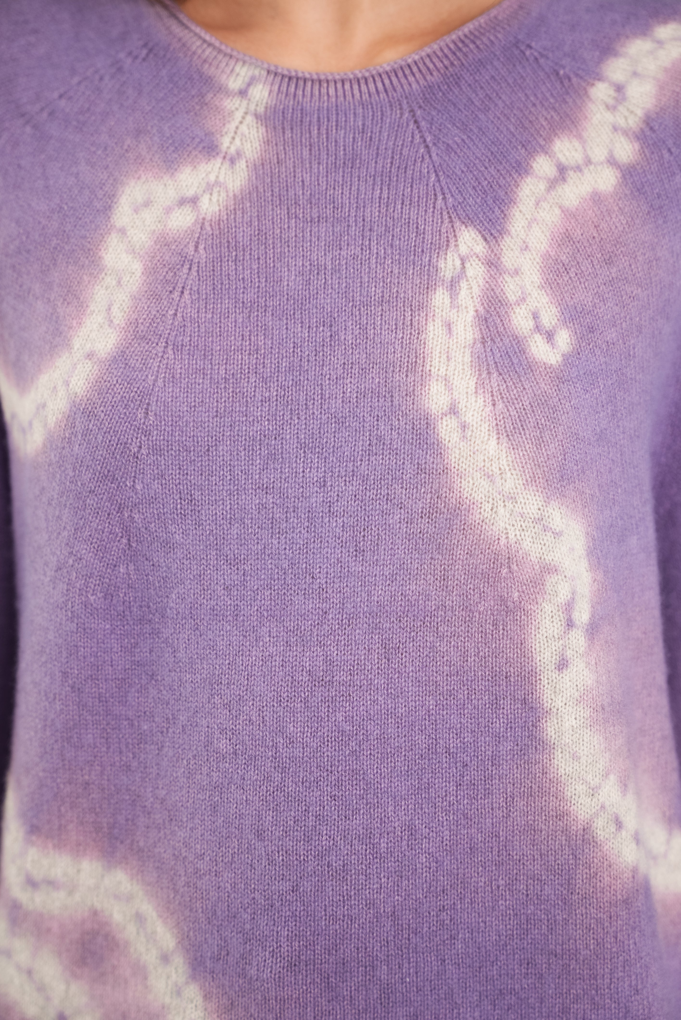 Cashmere Seamless Long Pullover in Clouds Shibori