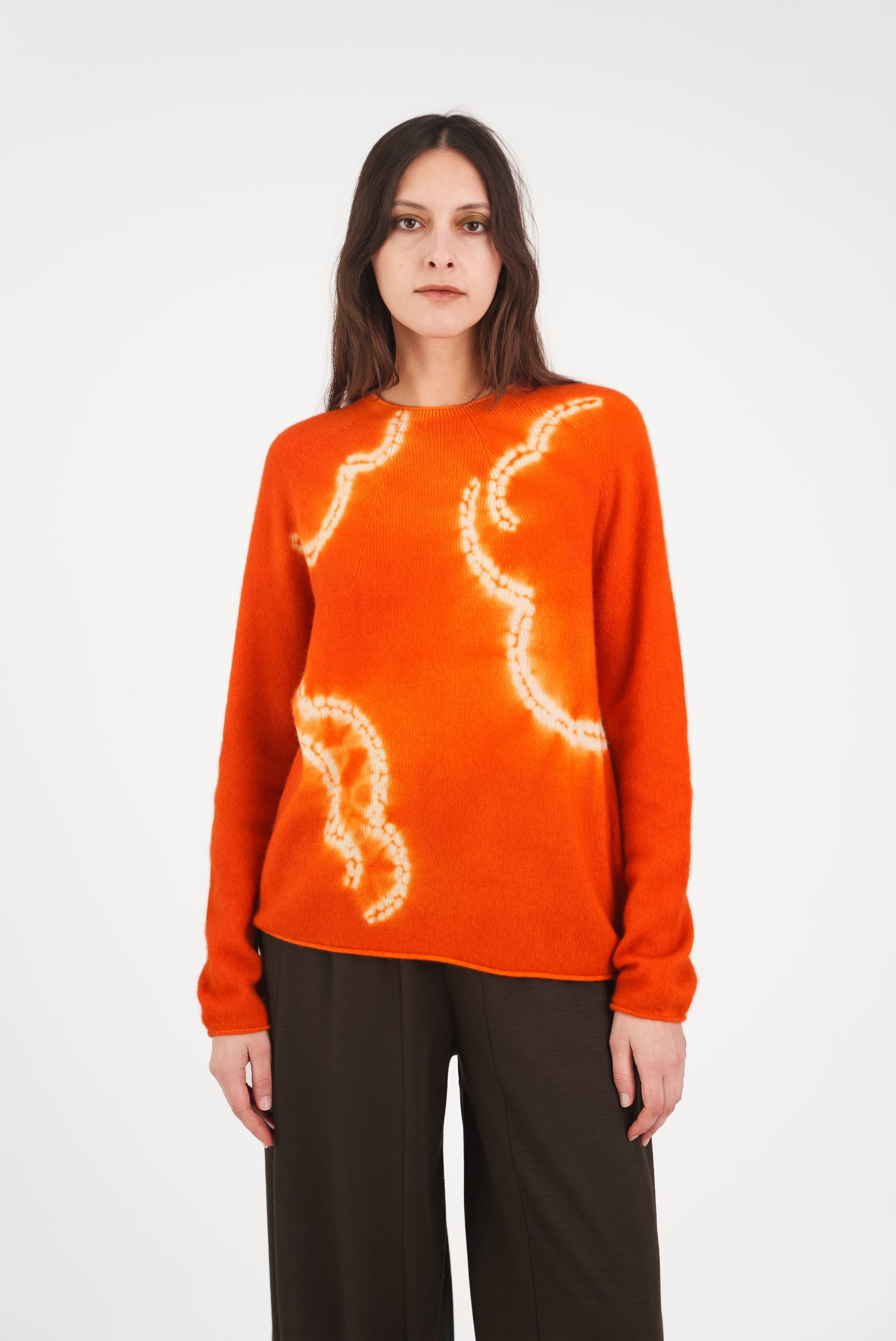 Cashmere Seamless Long Pullover in Clouds Shibori