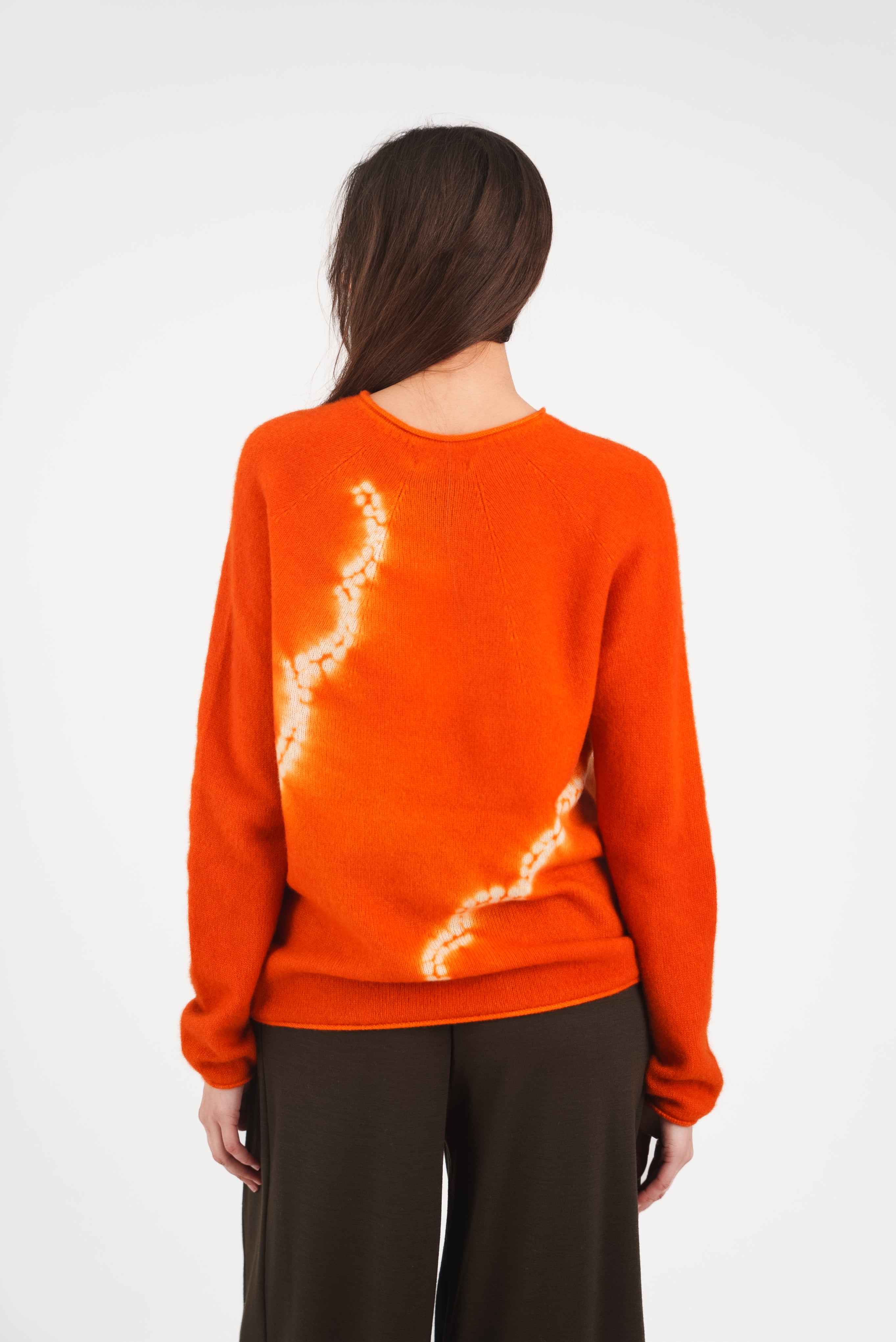 Cashmere Seamless Long Pullover in Clouds Shibori