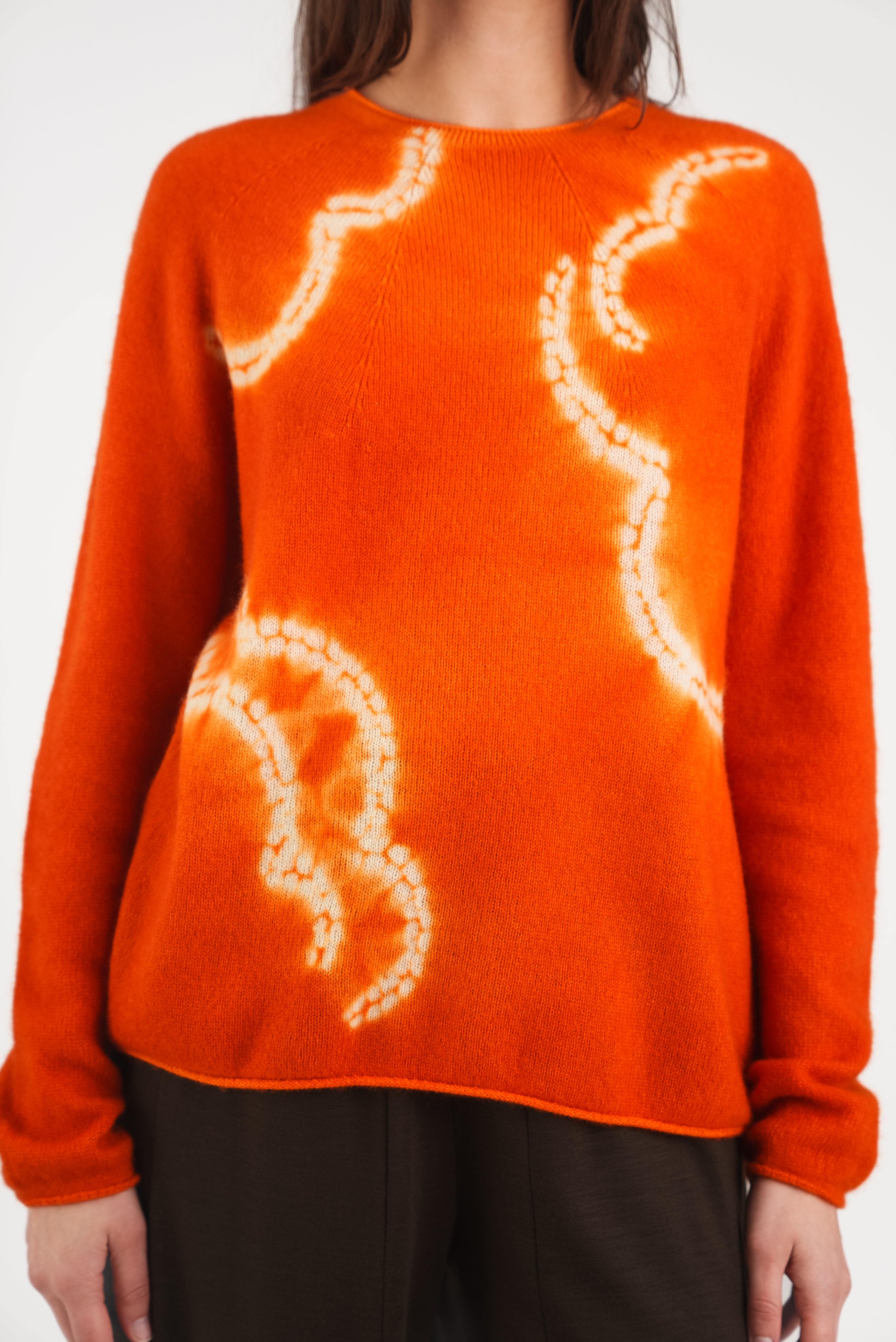 Cashmere Seamless Long Pullover in Clouds Shibori