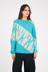 Cashmere Seamless Long Pullover in Turquoise