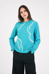 Cashmere Seamless Long Pullover in Clouds Shibori