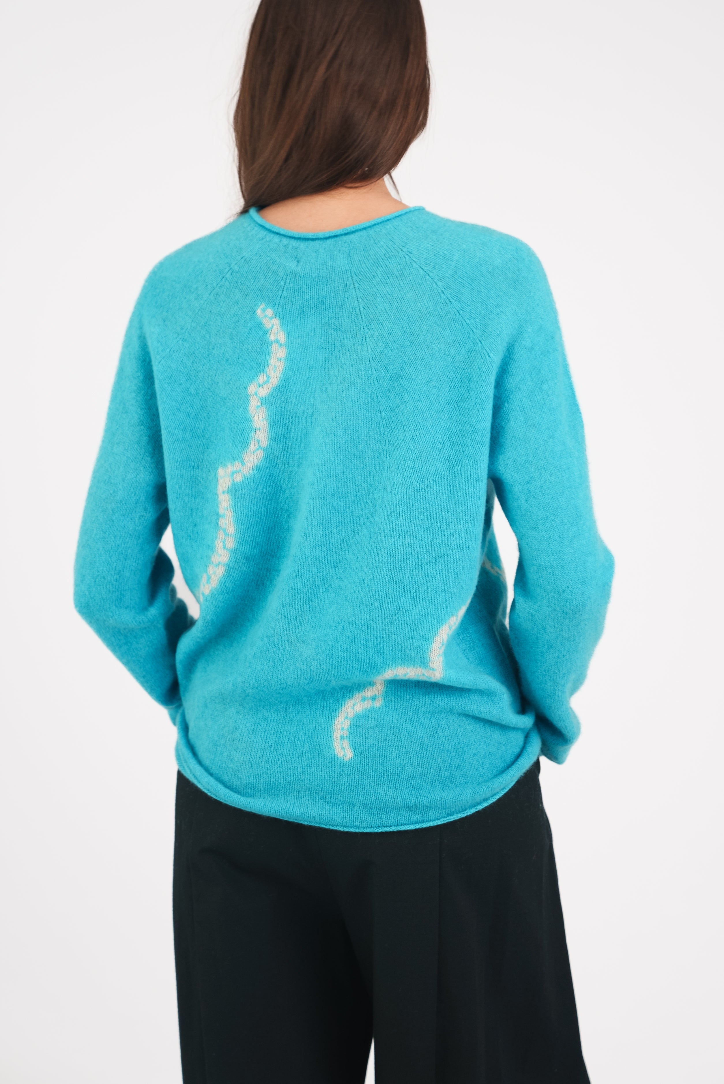 Cashmere Seamless Long Pullover in Clouds Shibori