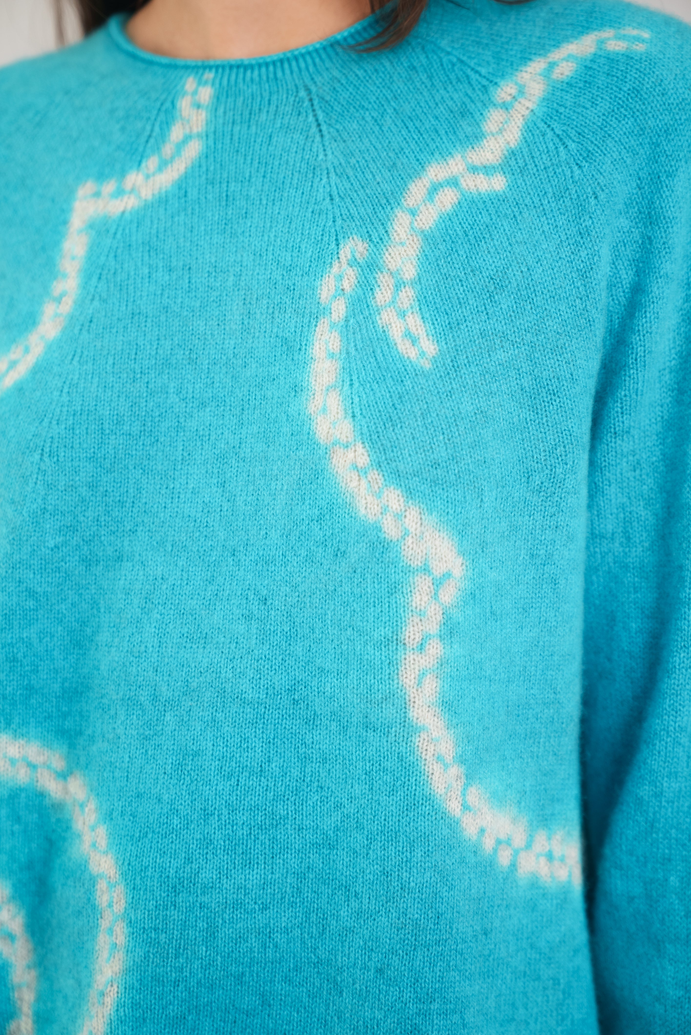 Cashmere Seamless Long Pullover in Clouds Shibori