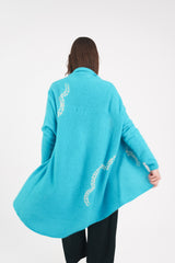 Cashmere Upside Down Cape in Cloud Shibori