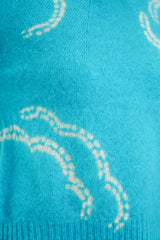 Cashmere Seamless Short Pullover in Turquoise