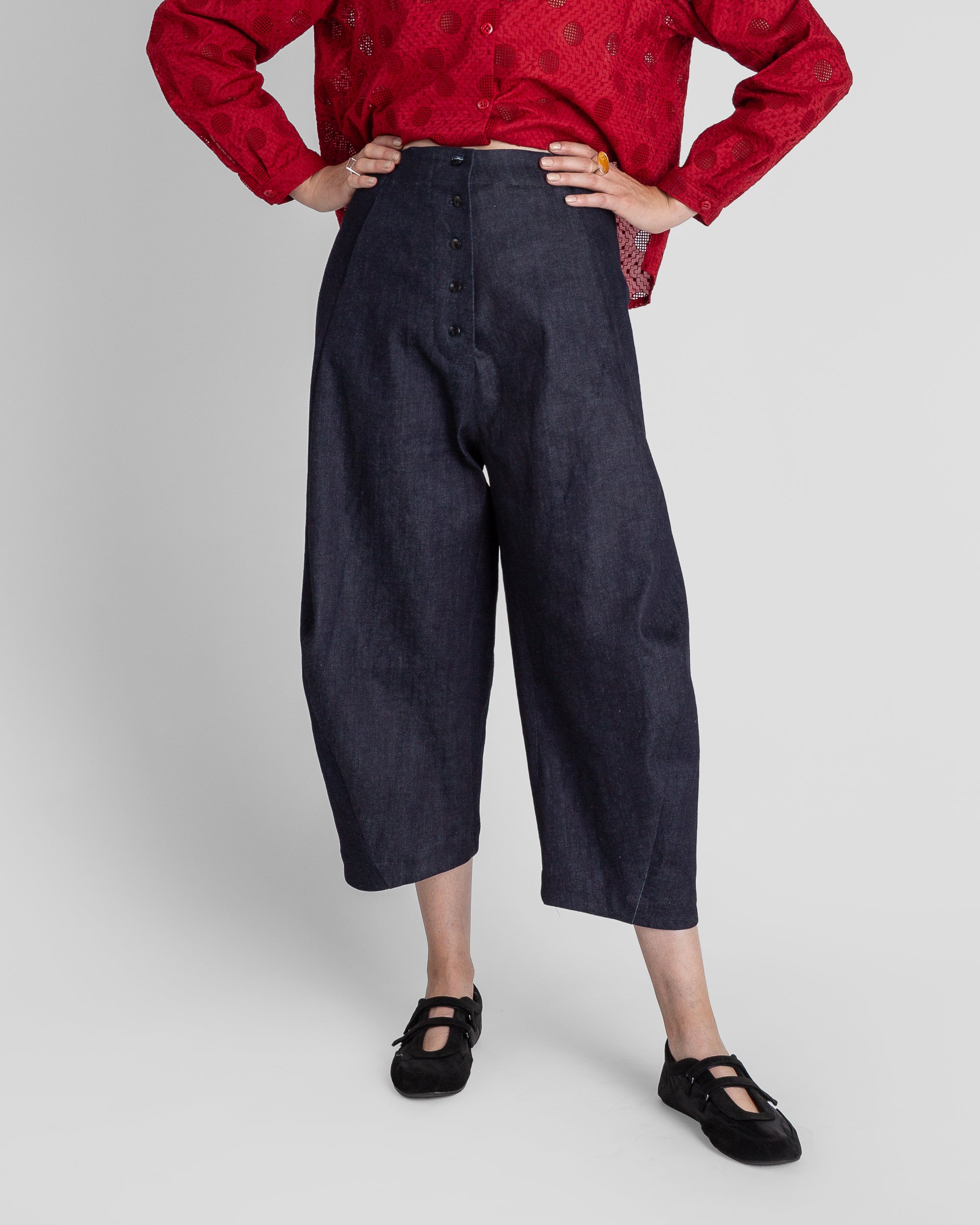 Paris Pant in Blue-Black Cotton Denim