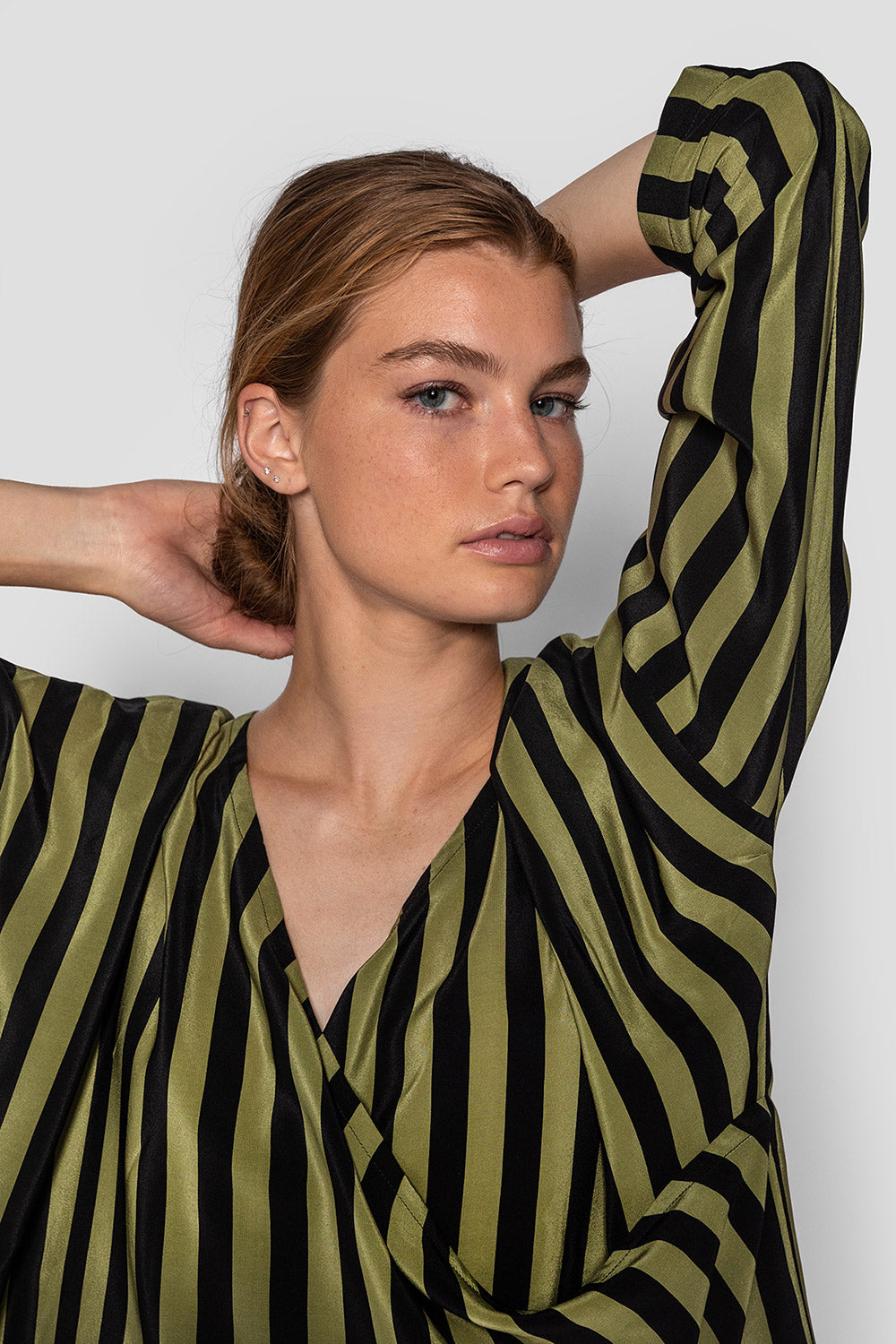 Wrap Top in Silk Stripe