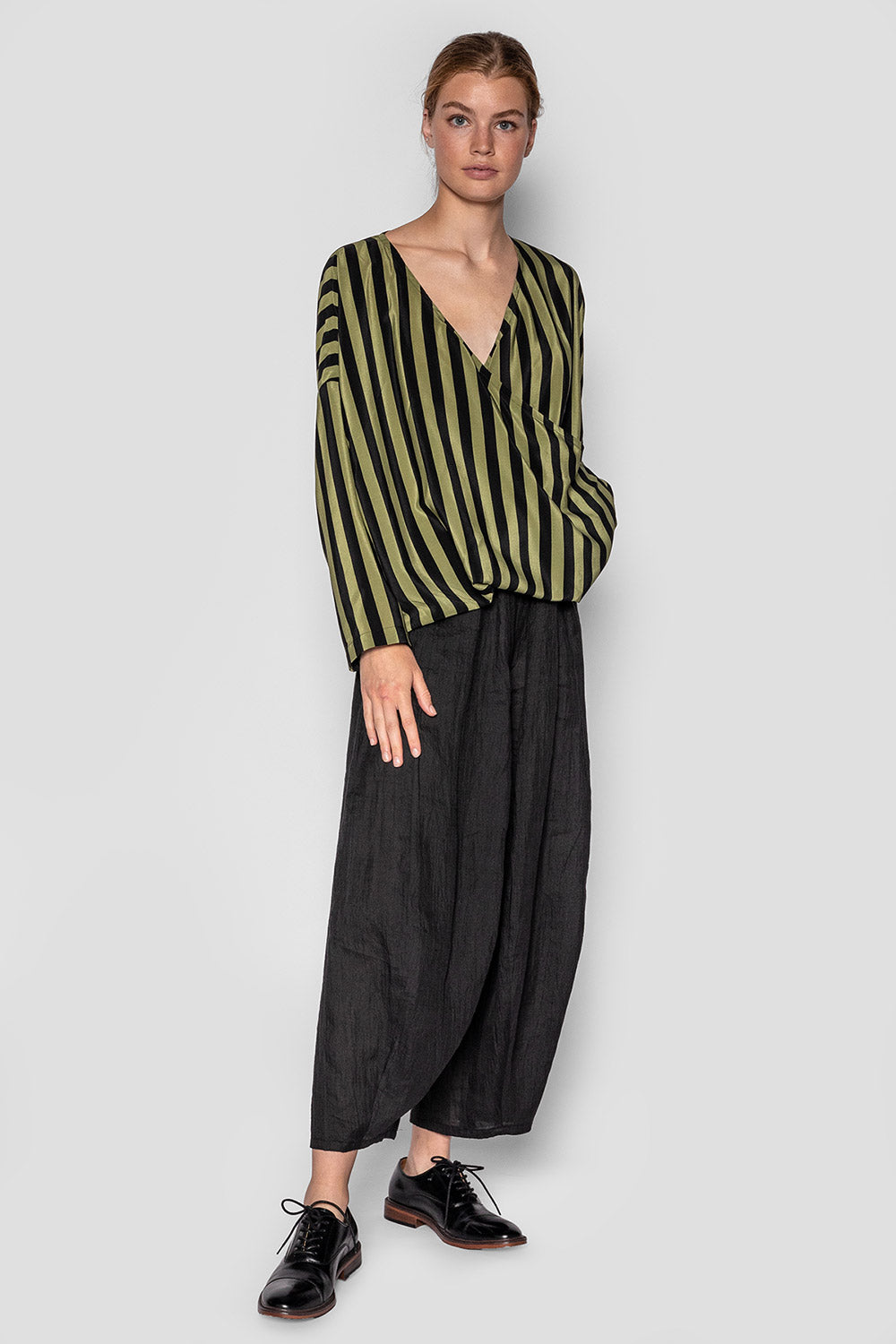 Wrap Top in Silk Stripe