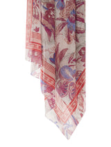 Scarf in Red and Cornflower Blue Floral