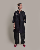 Long Party Jacket in Pieced Vintage Japanese Black Silk Mix