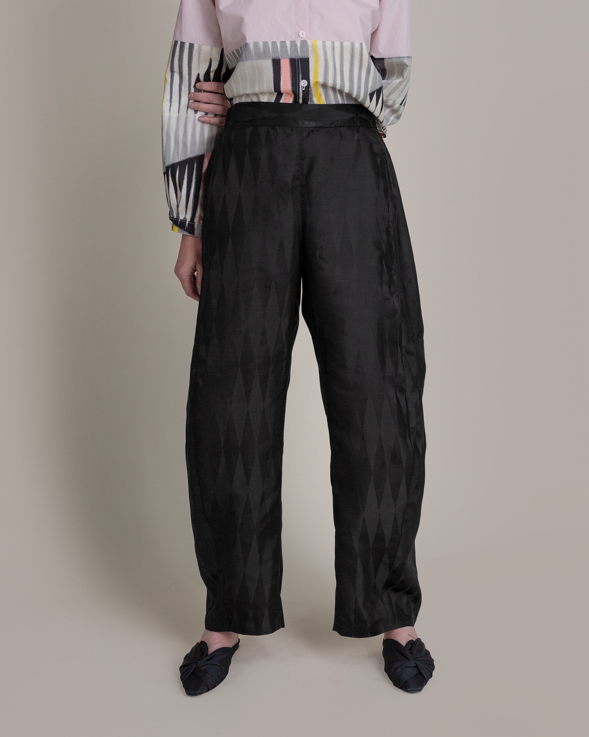 Curve Pant in Vintage Japanese Silk Harlequin