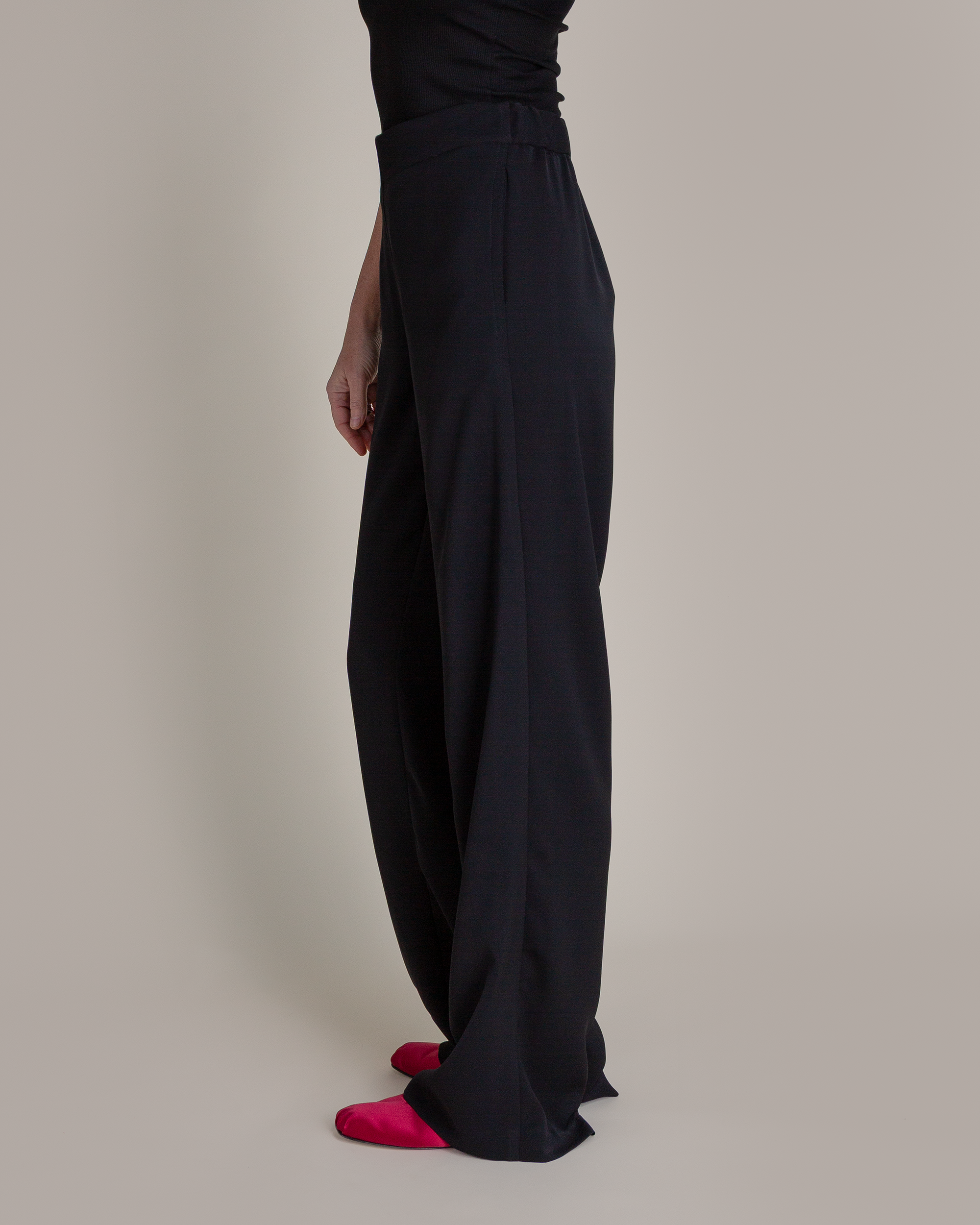 French Pant in Black Rayon Blend