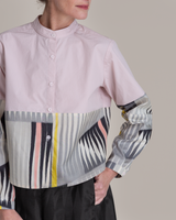 Mini Shirt in Vintage Silk Meisen Wedges and Poplin Mix