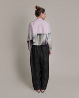 Mini Shirt in Vintage Silk Meisen Wedges and Poplin Mix